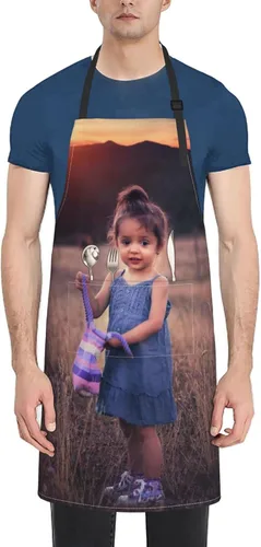Vista 2 de Delantales personalizados con dos bolsillos, delantal personalizado para hombre, diseño de tu propia foto, logotipo, delantal de chef, longitud