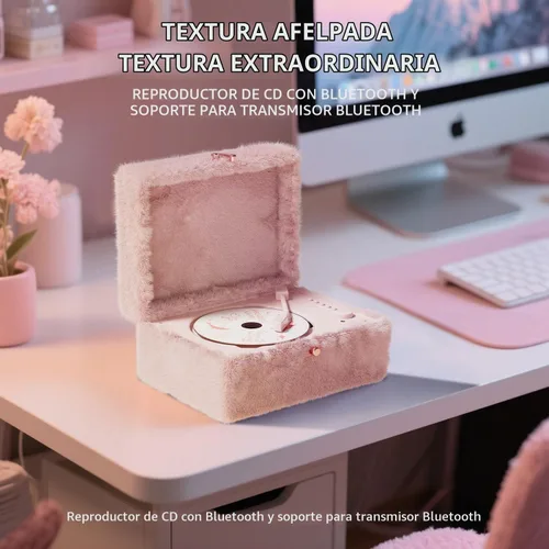 Vista 8 de Reproductor de CD rosa mullido con Bluetooth, control remoto