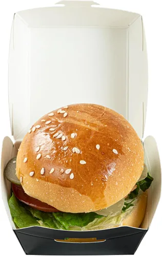 Vista 11 de Restaurantware Mini cajas de hamburguesas de 2.5 x 2.5 x 2 pulgadas, 100 recipientes de alimentos con tapa con bisagras, cajas desechables de papel