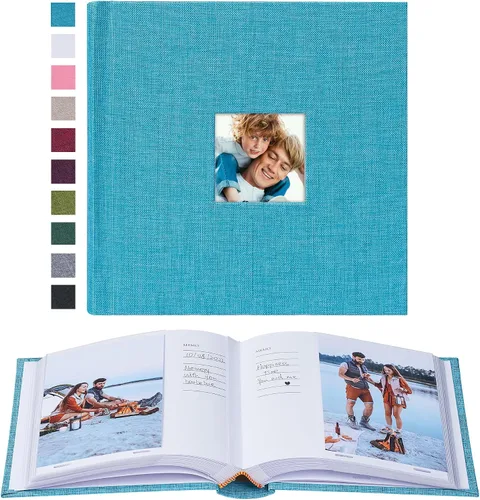 Vista 28 de Mublalbum - Pequeño álbum de fotos 4x6 con cubierta de lino y áreas de notas, libro de fotos con bolsillos verticales para boda, familia, bebé