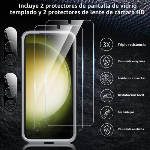 Vista 5 de SPIDERCASE Funda diseñada para Samsung Galaxy S23, [protección contra caídas de grado militar de 10 pies], paquete de 2