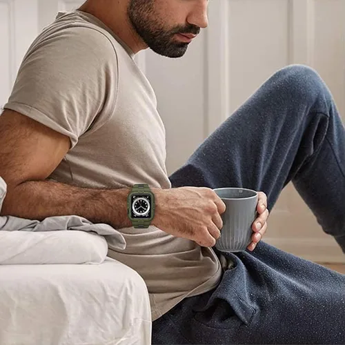 Vista 7 de Correa para reloj compatible con Apple Watch de 45 mm, 44 mm y 42 mm; correa deportiva resistente con funda protectora para hombre para relojes
