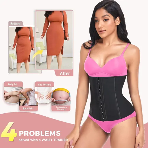 Vista 2 de YADIFEN Entrenador de cintura para mujer, faja de látex para la parte inferior del vientre, faja de látex para entrenamiento de cuerpo, cinturón