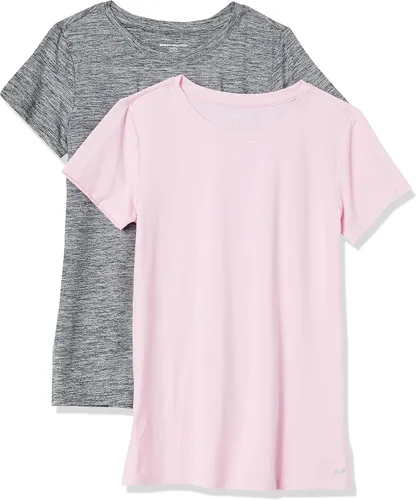 Vista 118 de Amazon Essentials Camiseta de manga corta con cuello redondo para mujer, de secado rápido, para entrenamiento, gimnasio, paquete múltiple