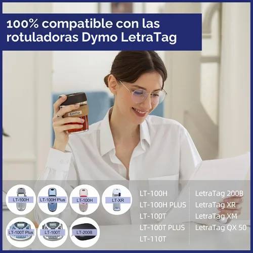 Vista 6 de Cinta transparente de repuesto para rotuladora, cinta de repuesto transparente para rotuladora Dymo, recambios transparentes Dymo de 1/2'' x 13
