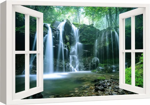 Vista 24 de Cuadro decorativo con diseño de ventana moderna blanca con vista, de la marca Wall26®