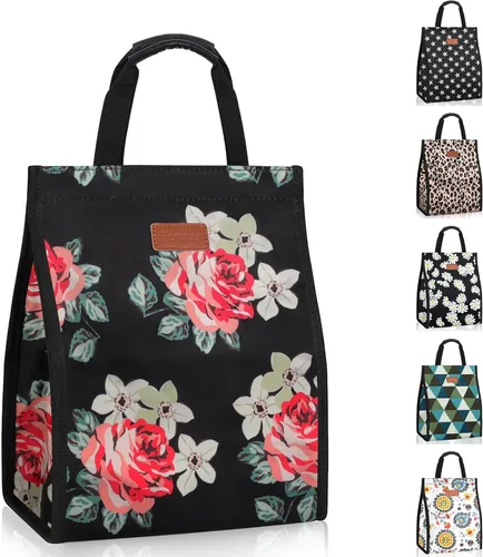 Vista 23 de Bolsas de almuerzo para mujer, aisladas, reutilizables, con bolsillo interno, bolsa de almuerzo para adultos para el trabajo
