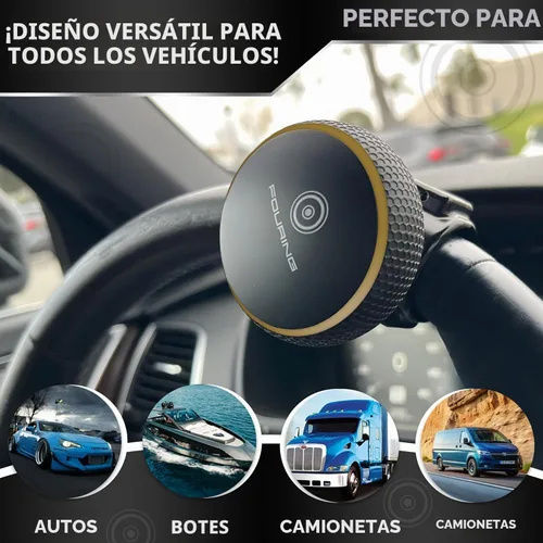 Vista 6 de BL - Pomo giratorio para volante, ajuste antideslizante universal, ABS y acabado de silicona premium, perilla suicida con rodamiento de bolas