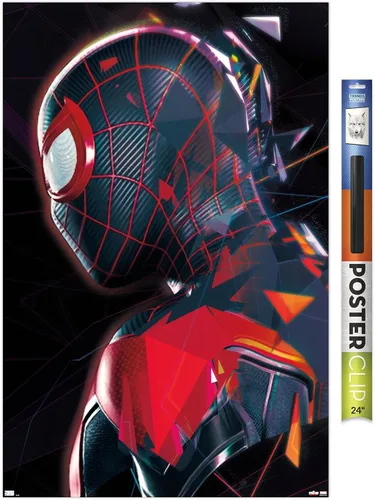 Vista 17 de Trends International Marvel's Spider-Man: Miles Morales - Póster de pared de perfil, 14.725 x 22.375 pulgadas, versión enmarcada de madera de granero