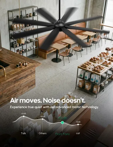 Vista 6 de 65 inch Smart Ceiling Fan with Light, 8 Black Solid Wood Blades, High CFM
