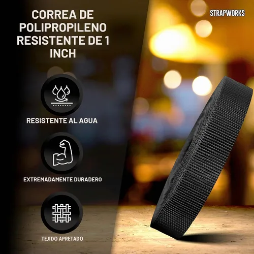 Vista 2 de Strapworks - Correa de polipropileno resistente para el aire libre, reparación DIY de equipo Negro