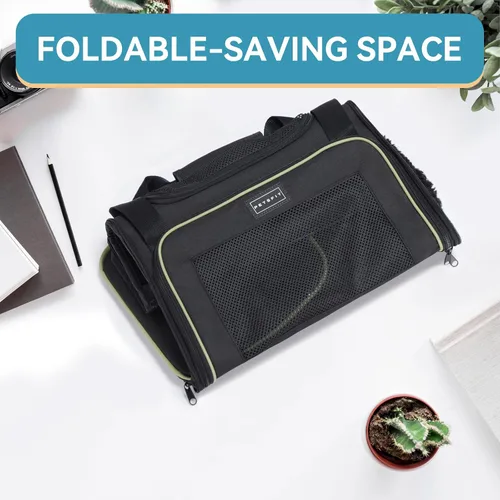 Vista 6 de PETSFIT Transportador de mascotas aprobado por aerolíneas con alfombrilla extensible, transportador de perros para perros pequeños, aprobado por