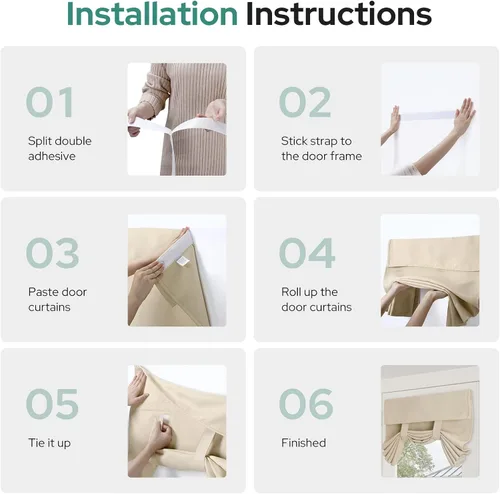 Vista 3 de HOMEIDEAS Cortinas Opacas para Puerta Francesa para Ventana de Puerta, Juego de 2 Cortinas de Privacidad, Cobertura para Ventana de Vidrio, Cortinas