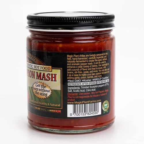 Vista 3 de Magic Plant - Puré de mantequilla de pimienta escorpión extremadamente caliente de Magic Plant obtienes 2 frascos (9 onzas) de nuestros chiles