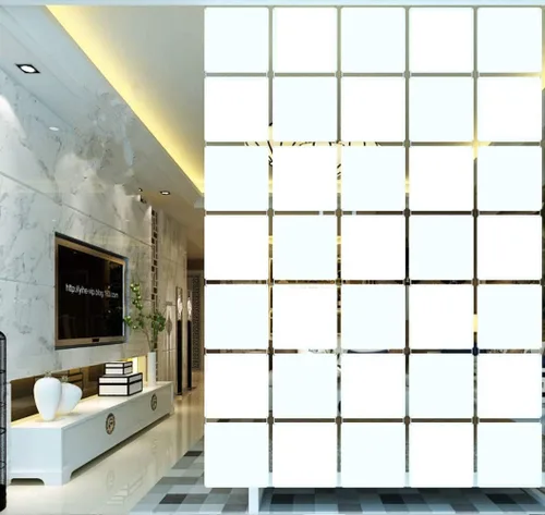 Vista 7 de Divisor de habitación colgante blanco, 12 unidades, divisor de habitación de madera y plástico, paneles de panel de división para decoración