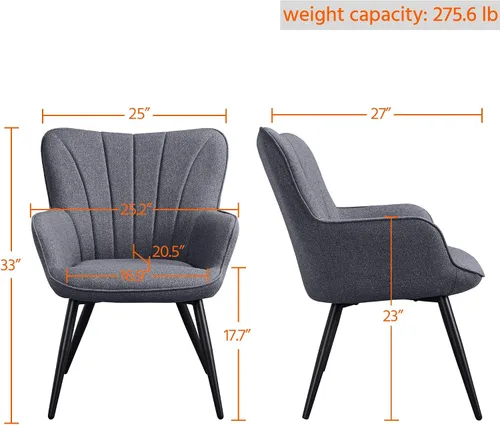 Vista 3 de Yaheetech Silla de comedor, 2 piezas, reposabrazos de tela, sillas de restaurante, sillas de recepción de hotel, silla de ocio, sofá, silla lateral