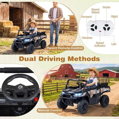 Vista 2 de Costzon Camión UTV de 24 V para niños con maletero y 2 motores de 100 W Camuflaje