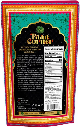 Vista 3 de Paan Corner Caramel Mukhwas, ambientador bucal indio, 4.23 onzas