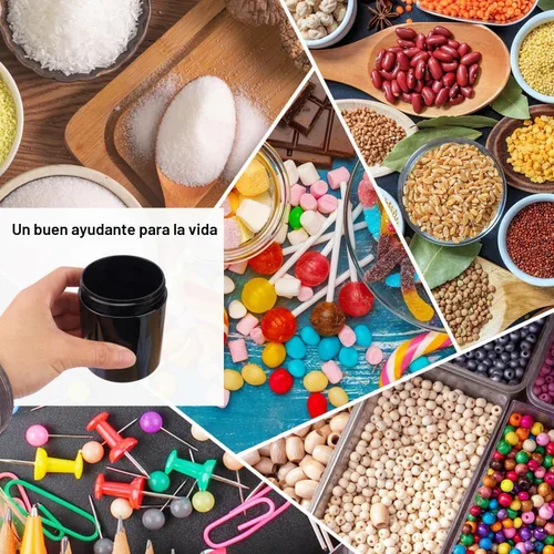 Vista 7 de Paquete de 48 tarros de plástico de 8 onzas con tapas negras, frascos de plástico vacíos, tarro cosmético con tapas para crema, mantecas corporales