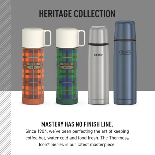 Vista 6 de THERMOS Botella de bebidas de acero inoxidable de 16 oz. - Cuadros verdes