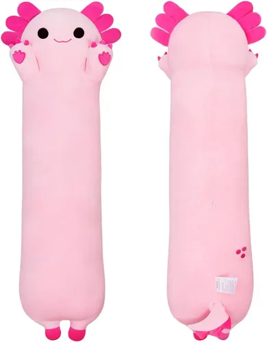 Vista 8 de Almohada larga de ajolote de peluche para abrazar, regalo para niños y niñas (negro, 19.6 pulgadas)
