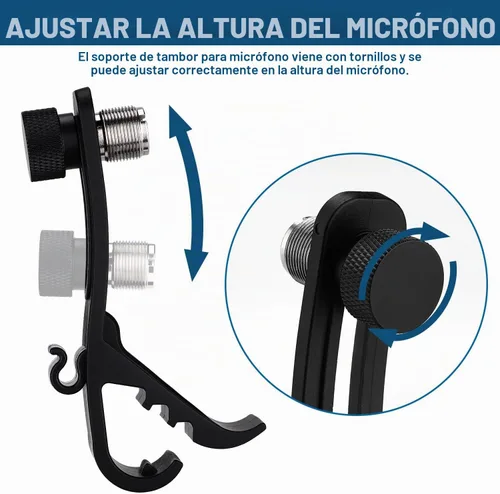 Vista 6 de Facmogu - 2 clips para micrófono de tambor, soporte ajustable para micrófono
