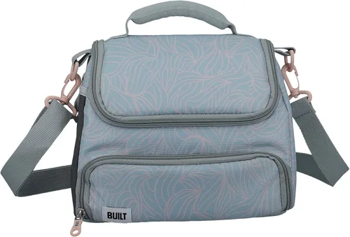 Vista 3 de BUILT Lonchera térmica con diseño "The Mindful", poliéster, gris/rosa pálido, 7.3 x 10.6 x 8.3 in