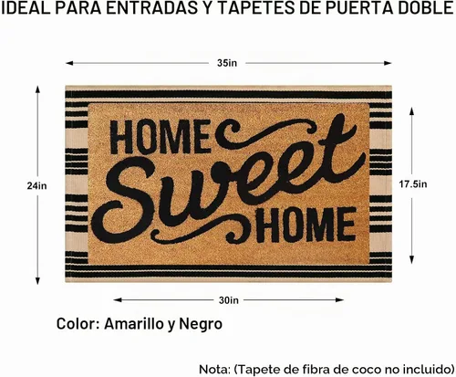 Vista 2 de KIMODE Tapetes para puerta delantera, para exteriores, para el porche Rayas negras y caqui