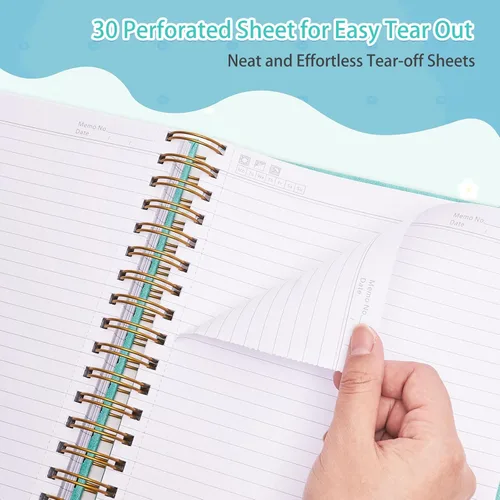 Vista 4 de Cuaderno en espiral, cuaderno de cuero de tapa dura de 365 páginas, diario de gran formato A5 para mujeres y hombres, cuadernos rayados