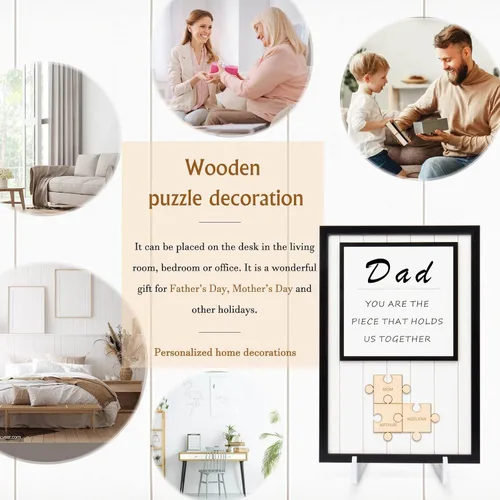 Vista 5 de Letrero personalizado con nombre de la familia, adornos de madera para la familia, placa de rompecabezas con nombre personalizado, decoración