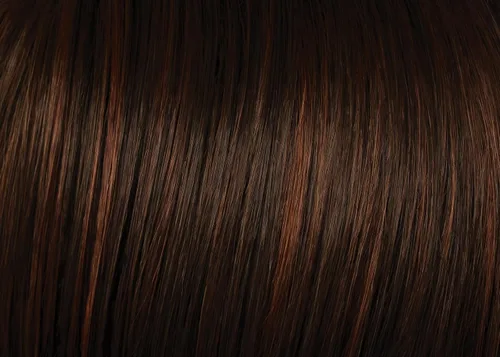 Vista 2 de Flecos en la parte superior de la cabeza color R6/30H chocolate cobre – 16 pulgadas de longitud Topper Hairdo Base Monofilamento 5 Clips Natural