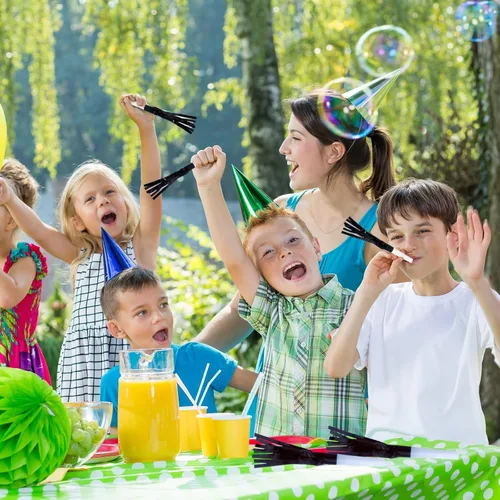 Vista 4 de 48 sopladores de fiesta, fabricantes de ruido de Nochevieja, fabricantes de ruido negro, para baby shower, cumpleaños de niños, fiesta de Año Nuevo