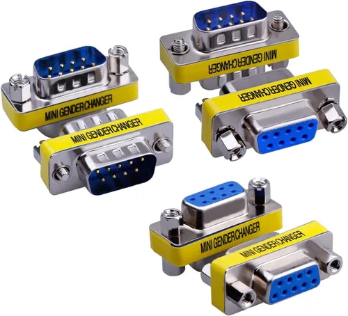 Vista 9 de Paquete de 6 adaptadores serie RS232 de 9 pines DB9 hembra a hembra acoplador DB9 hembra a macho conector macho a macho Mini cambiador de género
