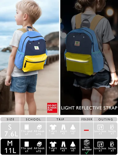 Vista 8 de Mochilas para niños, unisex, multicolor, medianas, 13 pulgadas de alto, 1 L, nailon, moderna, diseño de caricaturas, 3-5 años, escuela primaria