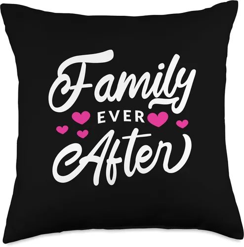 Vista 4 de Family Ever After - Proud Adoption Quote Adopted Saying Throw Pillow