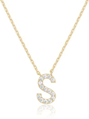 Vista 39 de PAVOI 14K White Gold Plated Cubic Zirconia Initial Necklace Letter Dainty Necklaces for Women