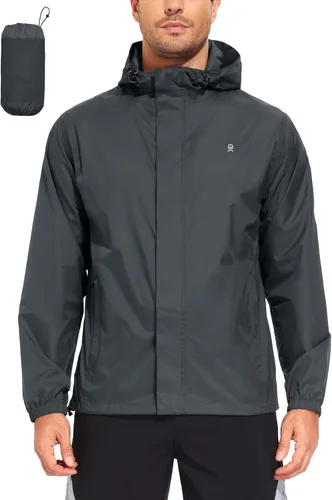 Vista 9 de Little Donkey Andy Chaqueta impermeable con capucha para hombre Castaño Rojizo