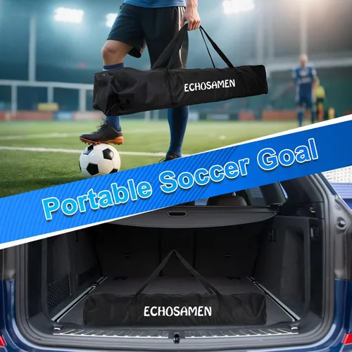 Vista 5 de Portería de fútbol de 12 x 6 pies/6 x 4 pies, portería de fútbol portátil para patio trasero, fácil de transportar, fácil de instalar, viene con 1