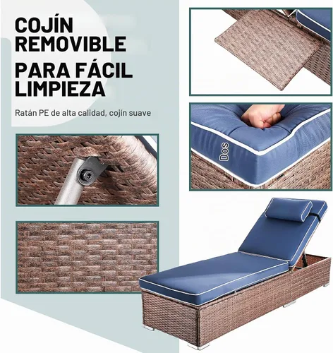 Vista 3 de Rophefx - Juego de 2 sillas de piscina para exteriores, color azul oscuro