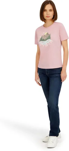 Vista 4 de Spyder Camiseta de manga corta con estampado Mountain Sunset para mujer Orquídea