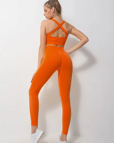 Vista 4 de MATIRD Conjuntos de entrenamiento para mujer 2 piezas sin costuras para yoga gimnasio conjunto de ropa deportiva leggings de cintura alta brasier