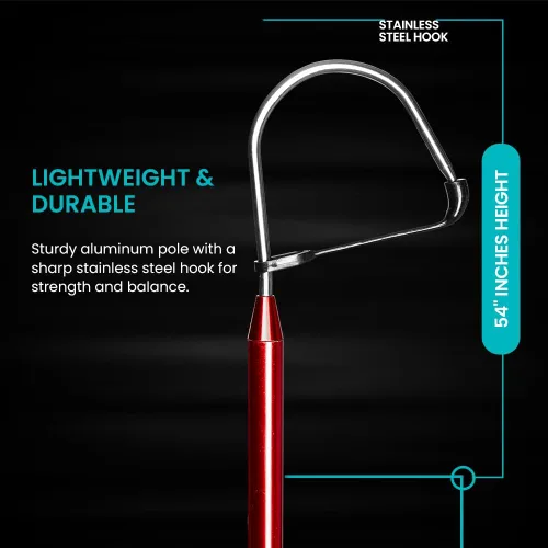 Vista 3 de GAFFER SPORTFISHING Aluminum Fish Gaff Hook Lightweight Fishing Pole with Sharp Stainless Steel Spear Hook Ergonomic Foam Grips, Secure Lanyard