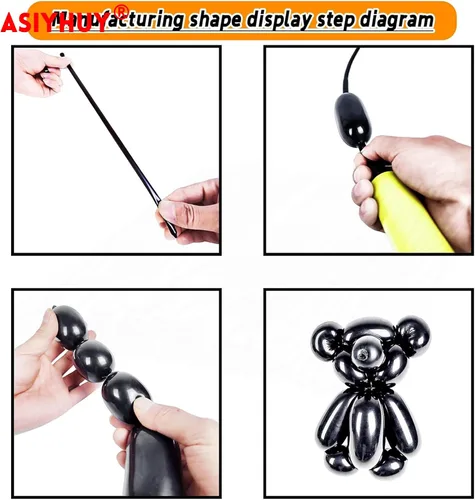 Vista 3 de ASIYUHY 260 globos largos, paquete de 100 globos de animales retorcidos Negro