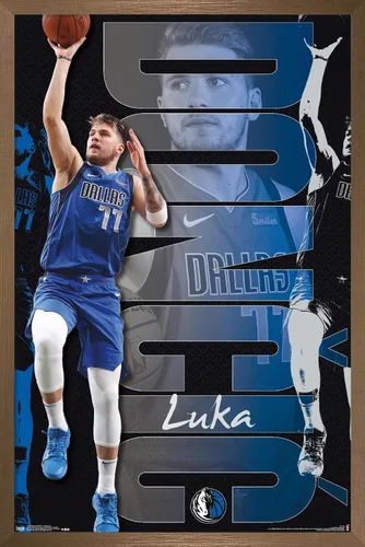 Vista 16 de Trends International NBA Dallas Mavericks - Póster de pared de Luka Doncic 19, 14.725 x 22.375 pulgadas, versión enmarcada de madera de granero