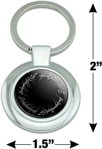 Vista 2 de Señor de los anillos Mordor Script llavero redondo de metal cromado con clase
