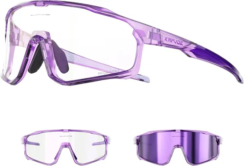 Vista 13 de KAPVOE Gafas de ciclismo fotocromáticas para hombres y mujeres, gafas de sol para bicicleta de montaña MTB, deportes, transición, triatlón, carrera