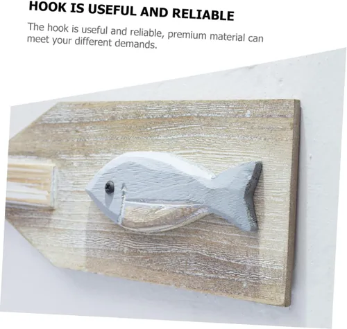 Vista 8 de DOITOOL Gancho decorativo para colgar en la pared, perchero de madera, ganchos náuticos, decoración de peces de madera, colgador de pared náutico