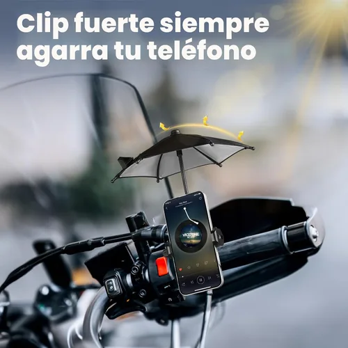 Vista 5 de OUTXE Paraguas de teléfono con clip fuerte para sol, mini cubierta de bronceado para celular iPhone/Android (negro) (paquete de 1)
