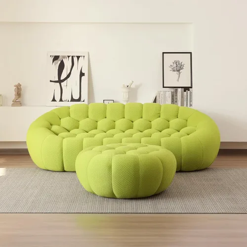 Vista 35 de JACH Juego de sofá curvado de burbujas, cómodo sofá tapizado, tela de malla 3D en forma de panal moderno para sala de estar, apartamento