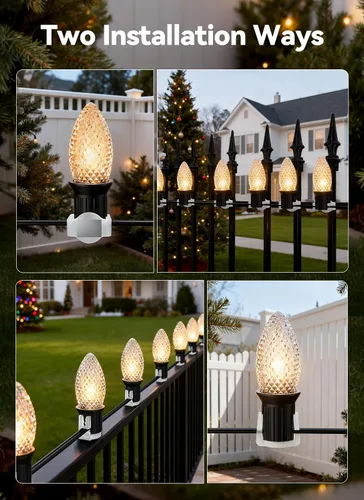 Vista 5 de Brightown Clips magnéticos para luces de Navidad, 100 unidades de clip magnético para luces navideñas, pinzas magnéticas inastillables para C7/E12